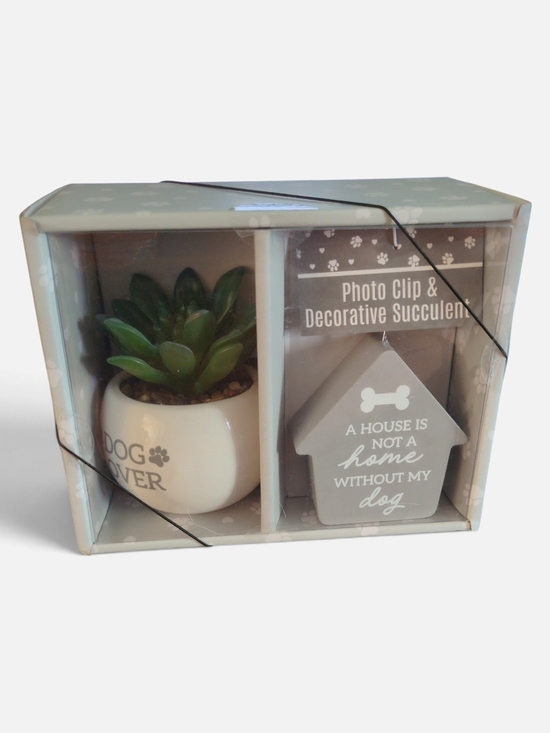 Other - Best of Breed Pet Photo Clip & Decorative Succulent Set - White & Gray